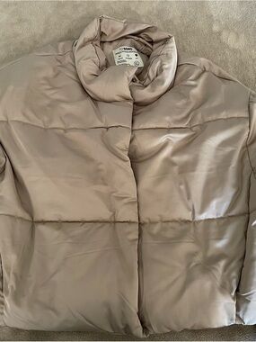 Ci Sono Neutral Taupe Quilted Puffer Jacket